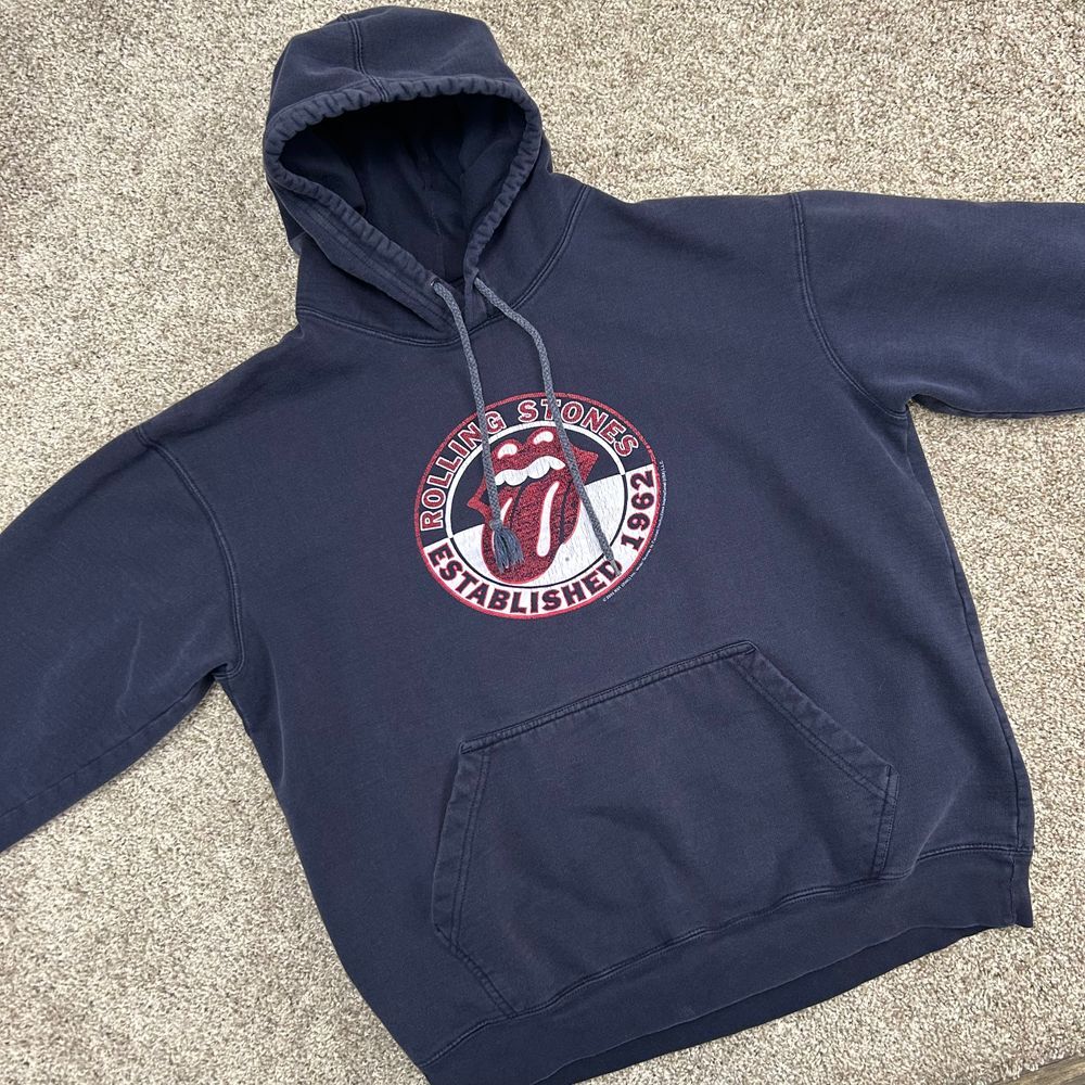 Rolling Stones 2005 Hoodie Sweatshirt Men Size Medium‎ Navy Blue Est 1962 (292)